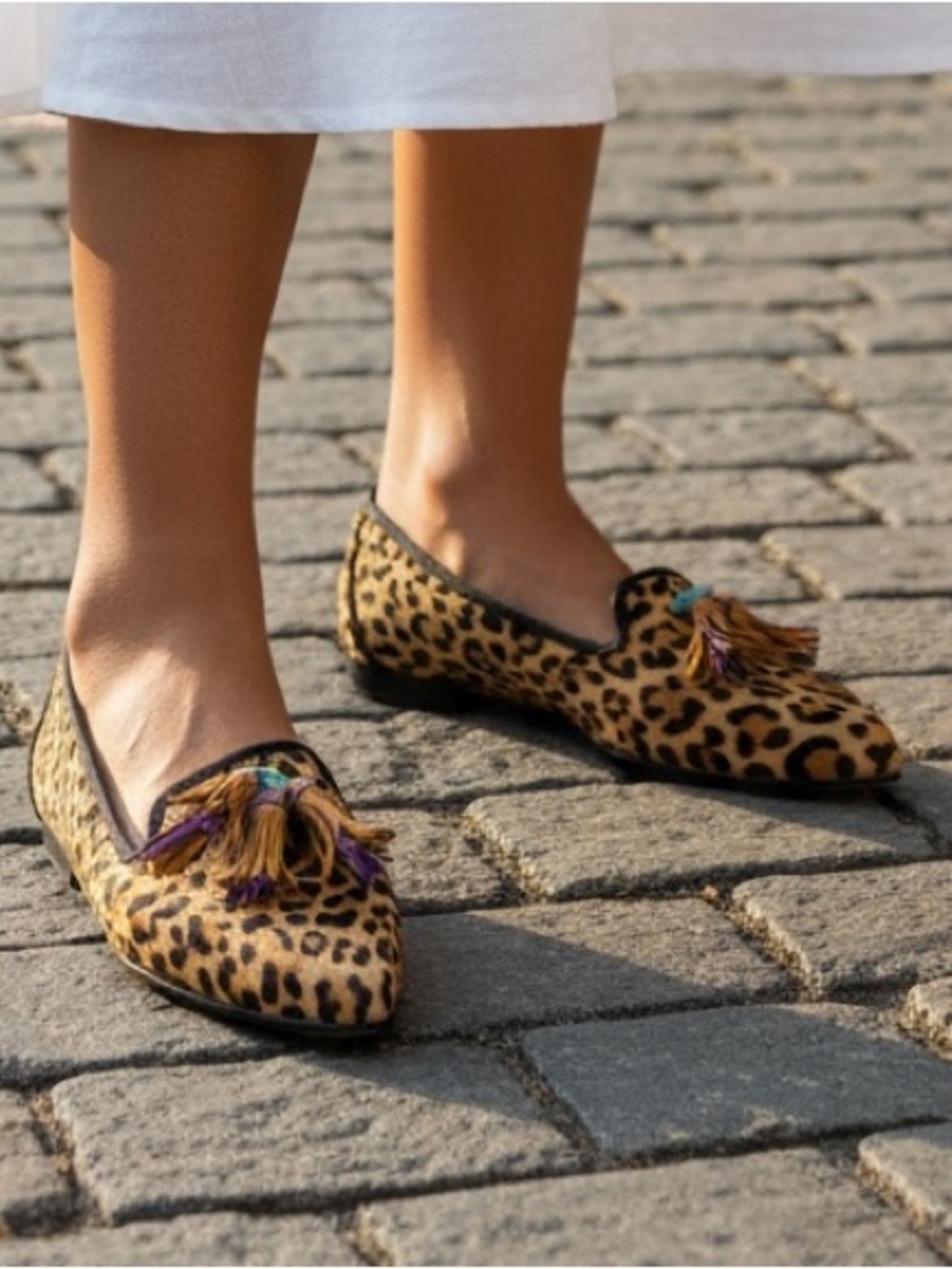 Hush Puppies Leopard Print Pointed Flats with Colorful Tassels